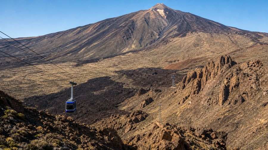 Teleférico del Teide sobre paisaje volcánico